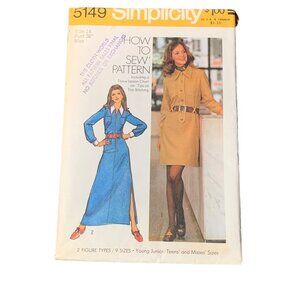 Vintage Simplicity 5149 Sewing Pattern Misses Shirt-Dress Size 14